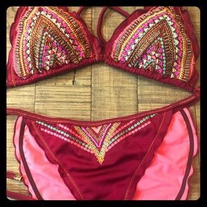Bikini Set  Made In Colombia Hand Embroidered.